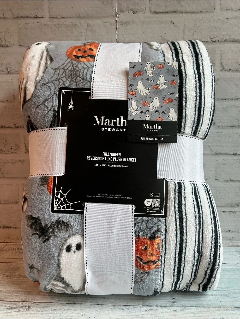 MARTHA STEWART Queen Size 90” x 90” Ghost Halloween Blanket